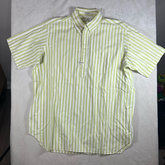 Men's Maus & Hoffman XL Made in USA Popover Striped Short Sleeve Shirt - Green - Picture 1 of 10